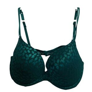 💜 Gilligan & O'Malley Green Leaf Pattern Push-Up Bra 36D